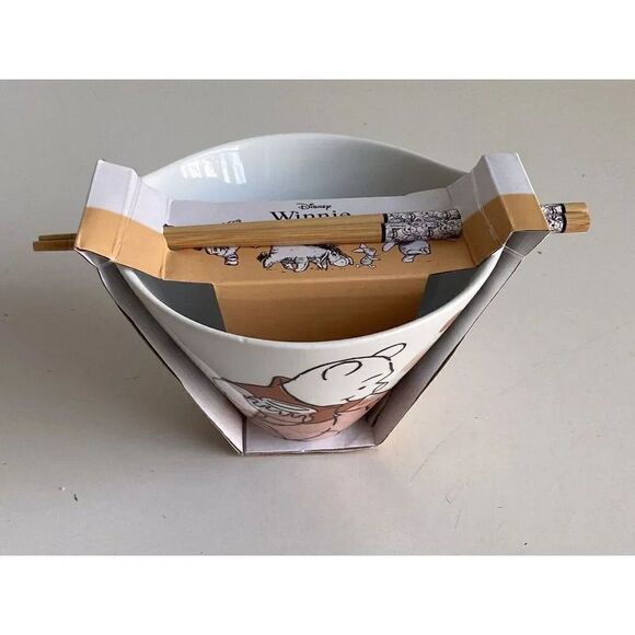 Disney Winnie the Pooh & Piglet Autumn Fall Ramen Bowl & Chopsticks NEW - Picture 3 of 8